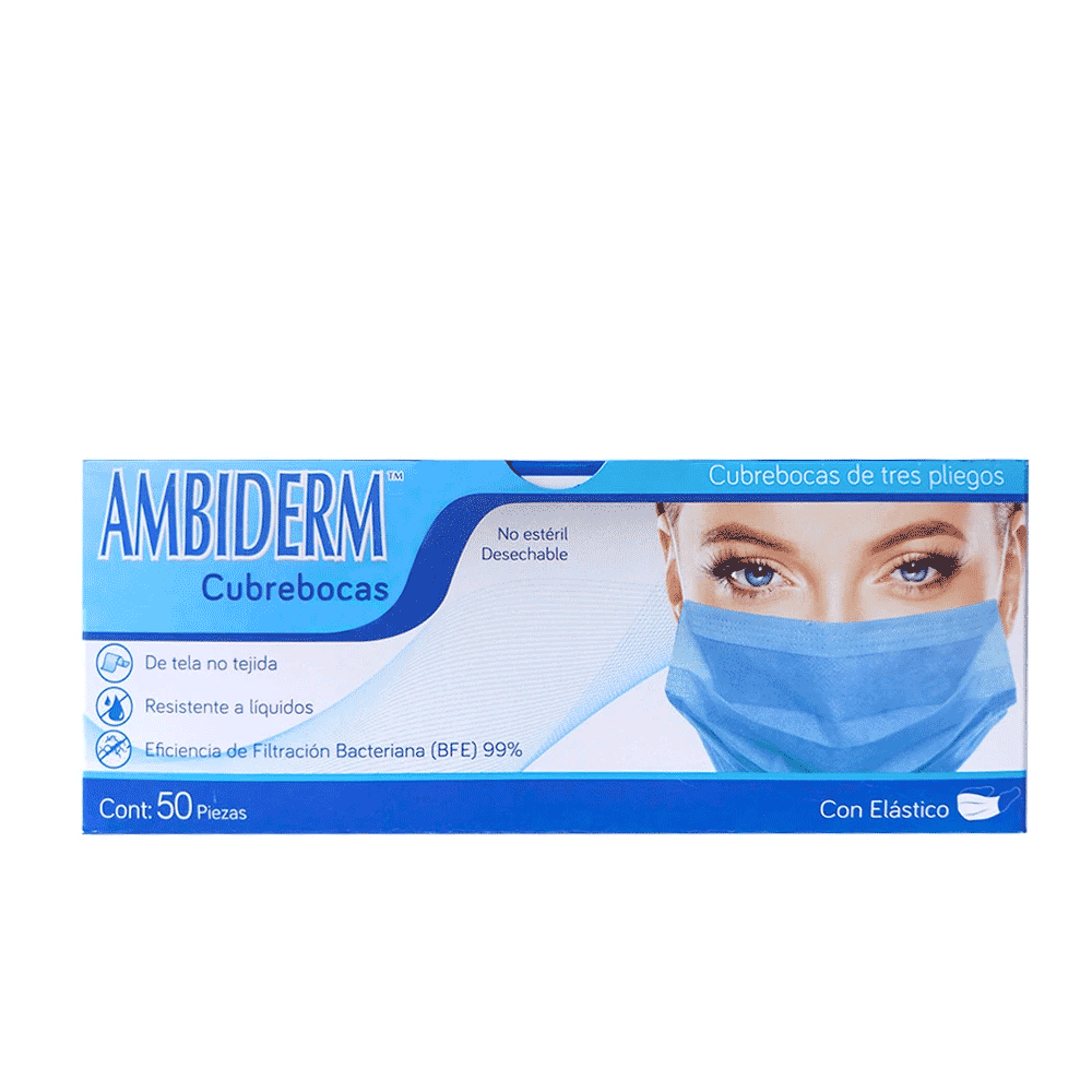 CUBREBOCA AMBIDERM 3PL.50PZA.