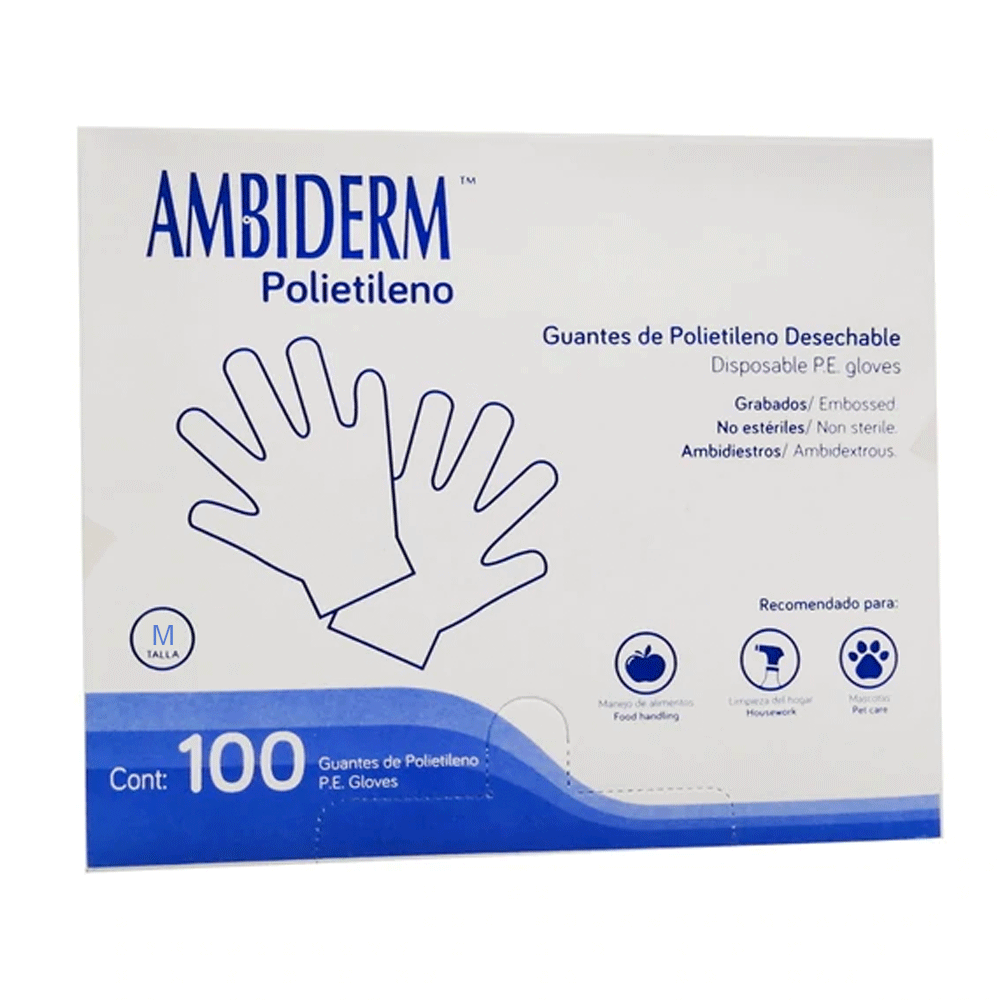 GUANTE AMBIDERM POLIET.MED.100PZA.