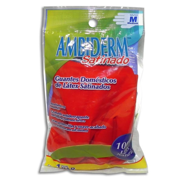 GUANTE AMBIDERM SAT.ROJO/AZUL MED.1PAR.