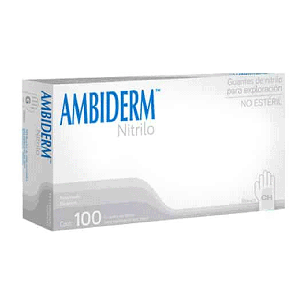 GUANTE AMBIDERM NITRILO BCO.MED.100P.
