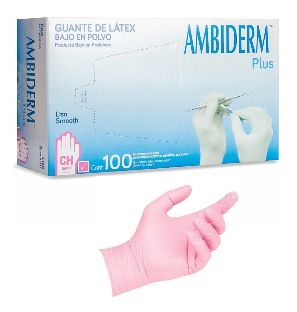 GUANTE AMBIDERM NITRILO ROSA CH.100P.