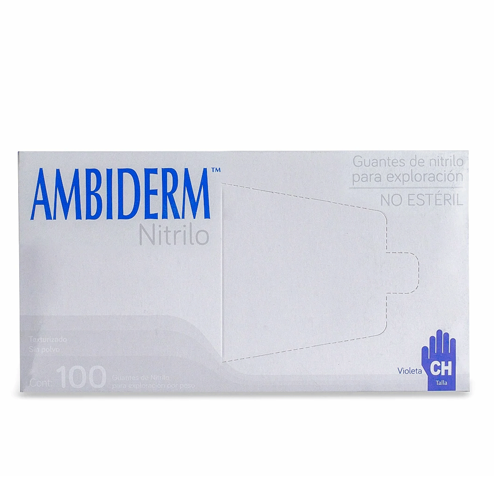 GUANTE AMBIDERM NITRILO VIOL.CH.100PZA.