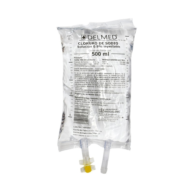 SOLUCION CLORURO DE SODIO DELMED 500ML.