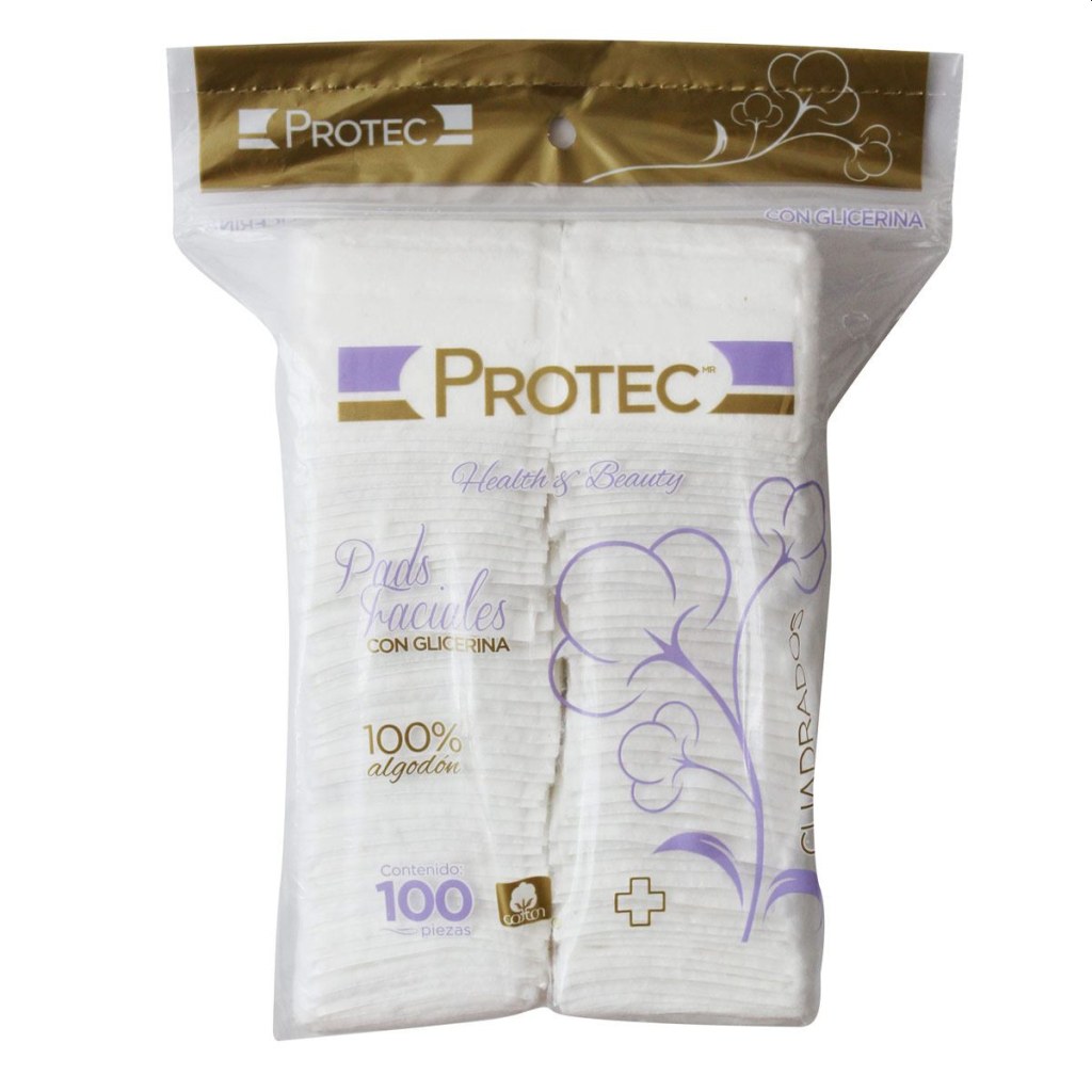 PADS FACIAL PROTEC CUADRADO 100PZA.