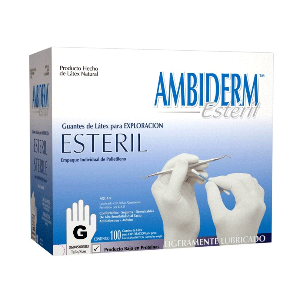 GUANTE AMBIDERM ESTERIL.GDE. C/100