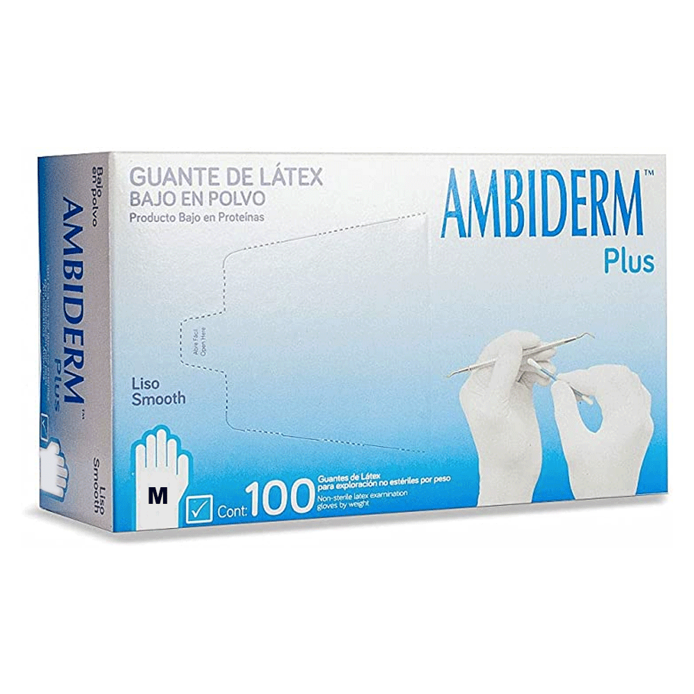 GUANTE AMBIDERM PLUS N/EST.MED. C/100