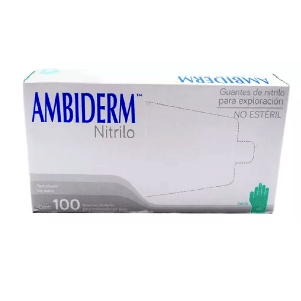GUANTE AMBIDERM NITRILO VDE.MED.100PZA.