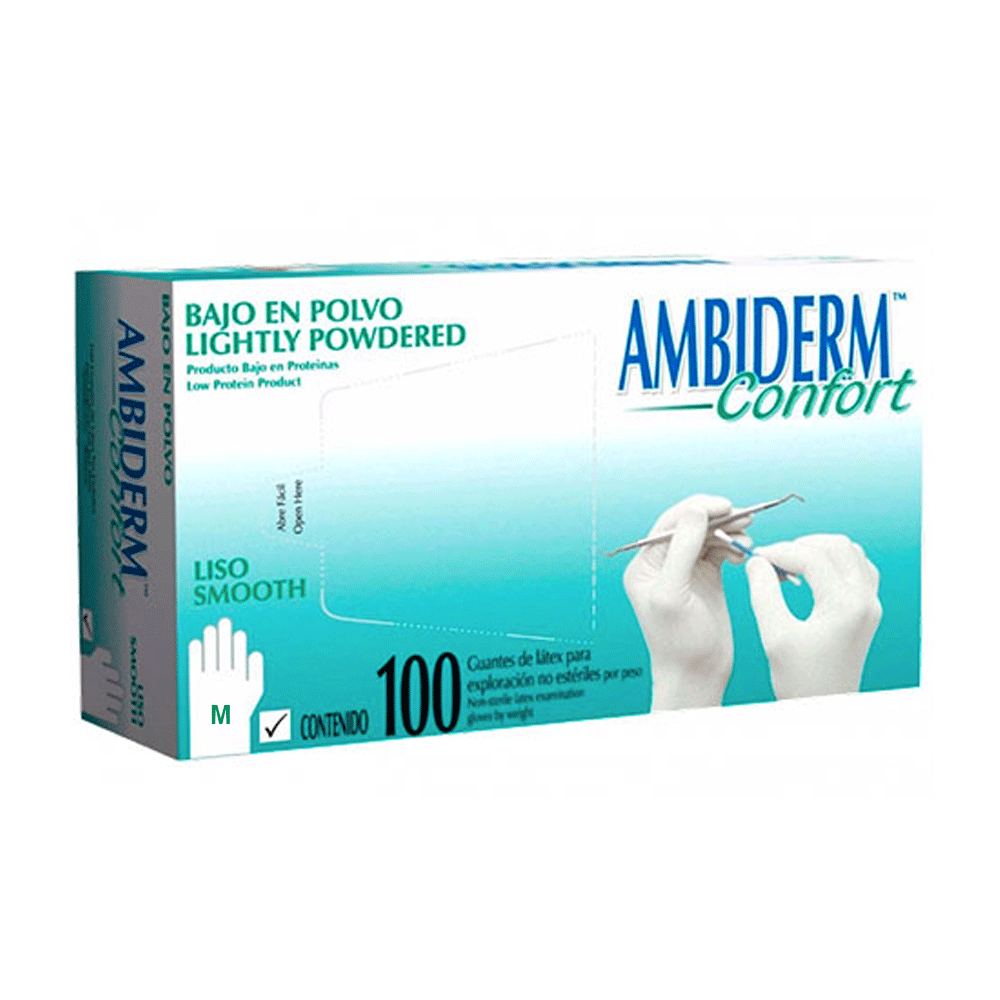 GUANTE AMBIDERM CONFORT MED.100PZA.
