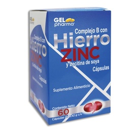 [GEHZCGEL60C] COMPLEJO B, HIERRO, ZINC GELPHARMA 60CAP.